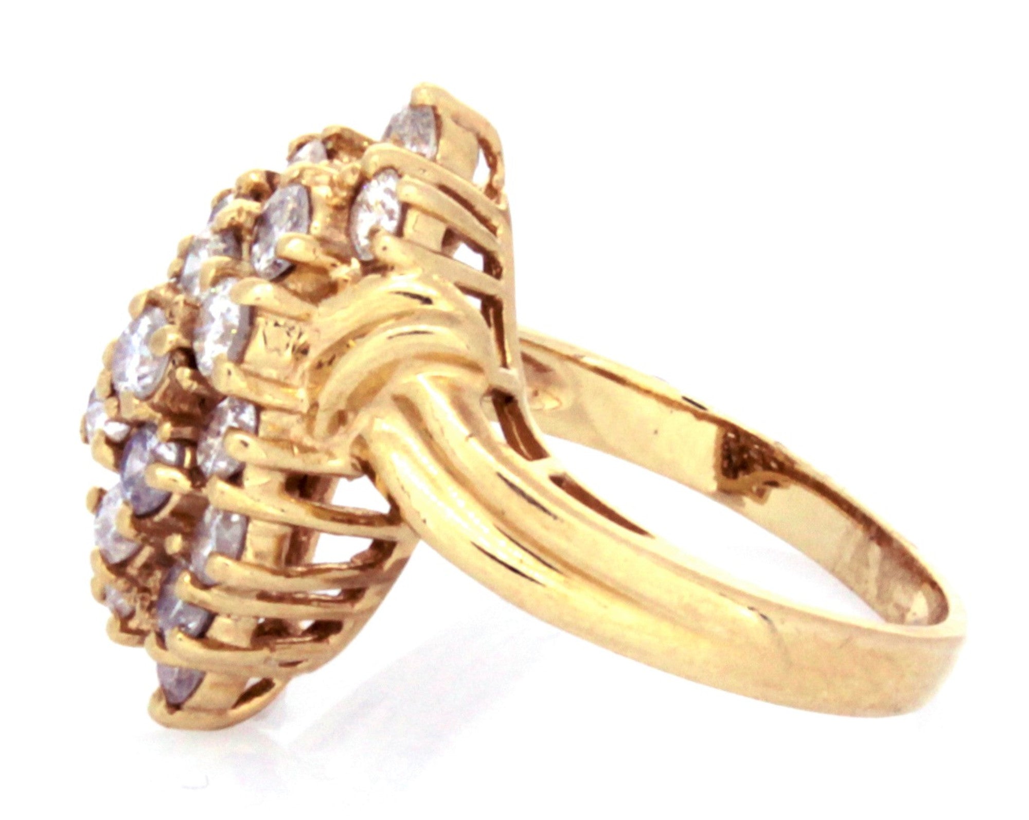 Estate 14Kt Yellow Gold Diamond Cluster Ring