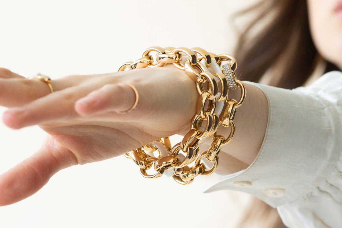 Link & Chain Charm Bracelet in 18K Gold Vermeil