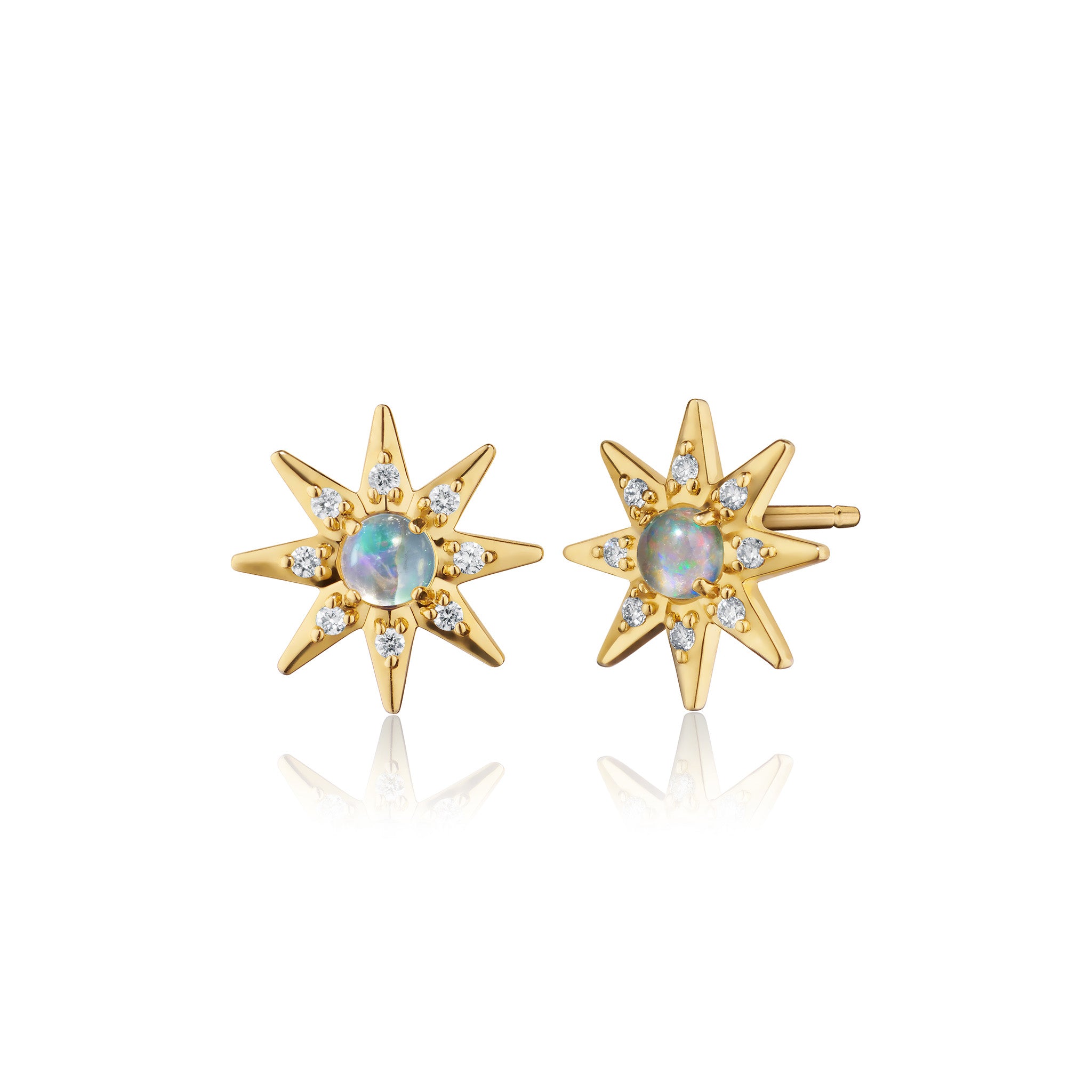 Water Opal & Diamond Star 18K Gold Stud Earrings by Monica Rich Kosann