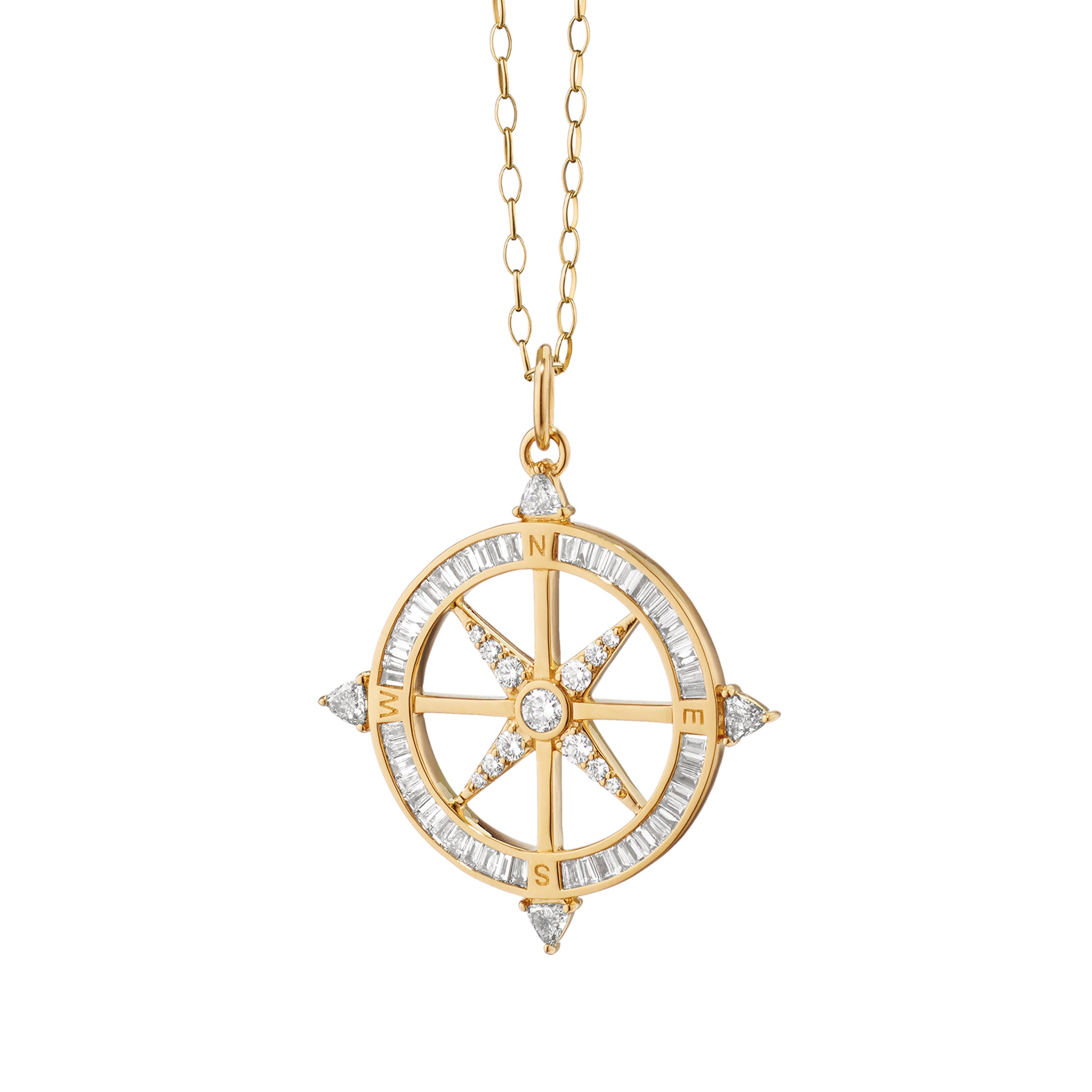 Compass Necklace 13mm 10K Gold - Dana Dano Jewelry