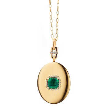 emerald locket necklace