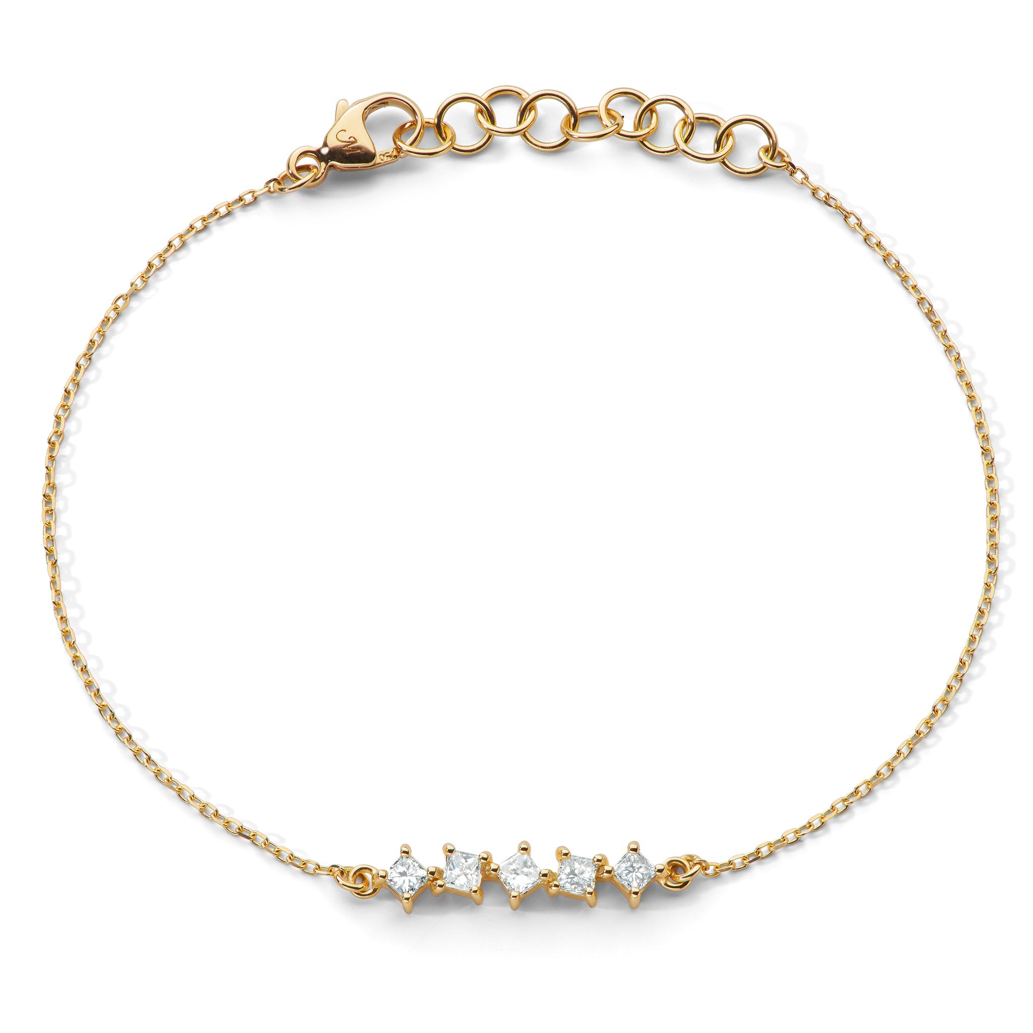 Lace Lustrous 18k Yellow Gold Bracelet with Diamond and Mother of Pearl