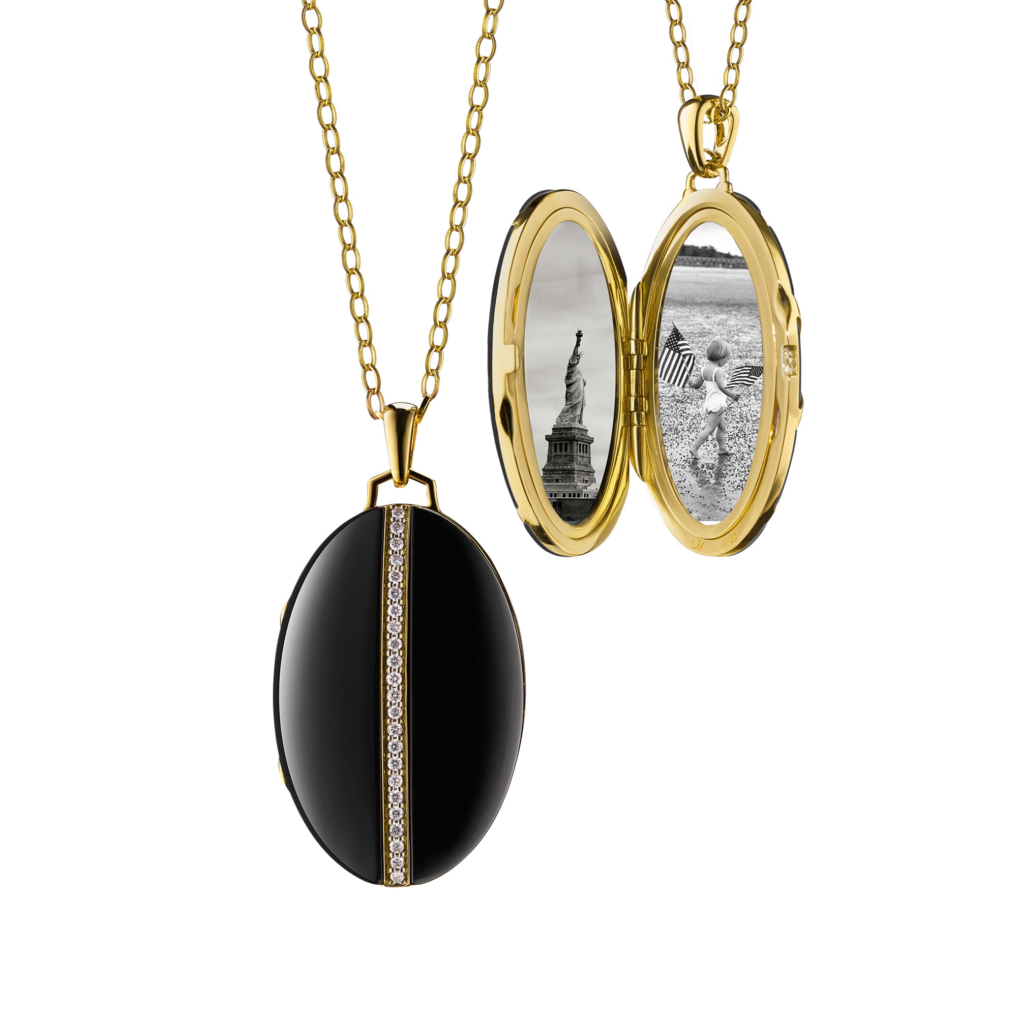 18K Gold Oval Black Ceramic Locket | Monica Rich Kosann