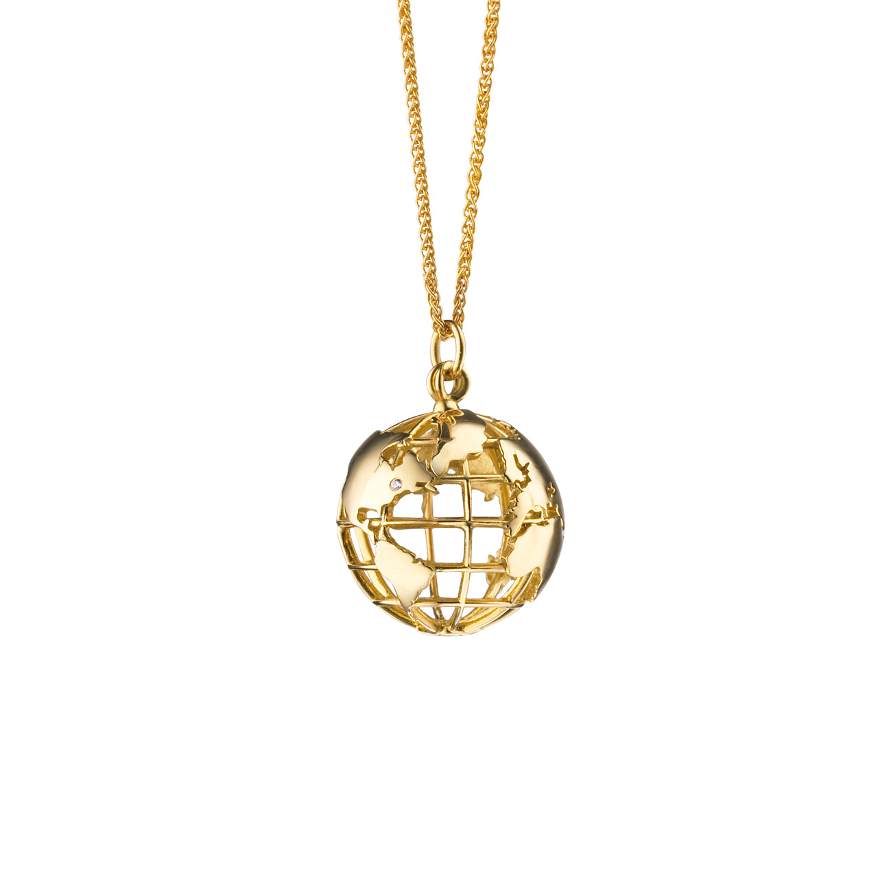 Petite 9ct Gold Globe Travel Charm Necklace | Posh Totty Designs
