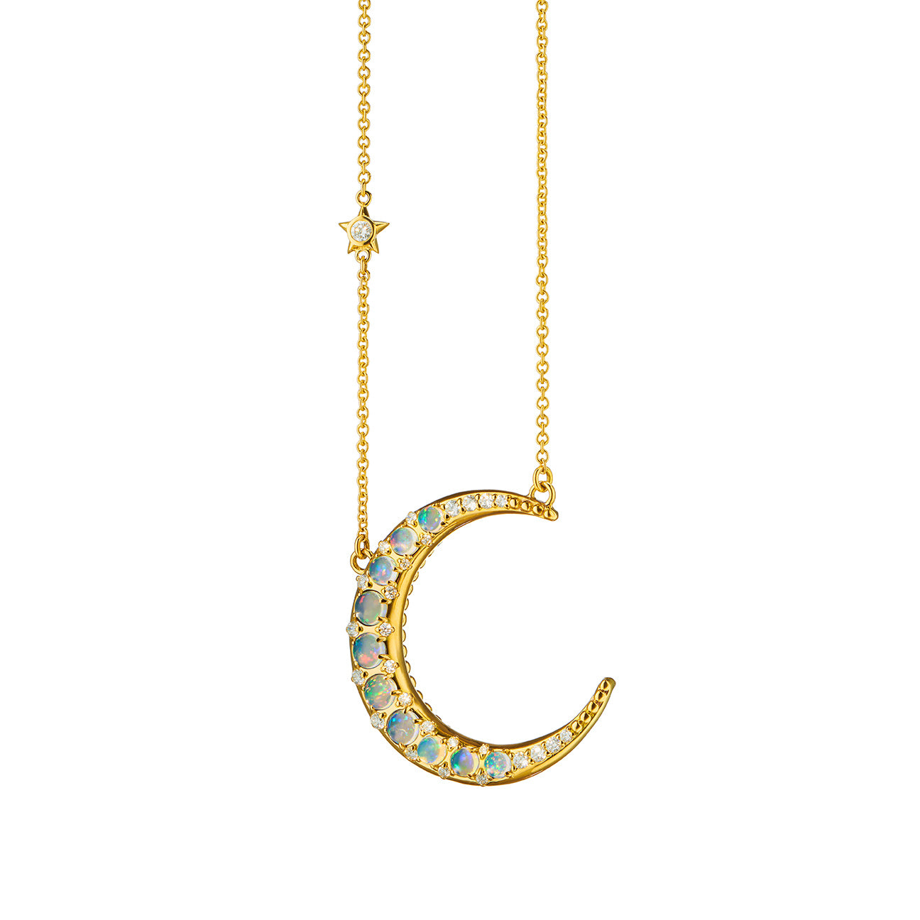 Blue Opal Moon Necklace – Super Silver