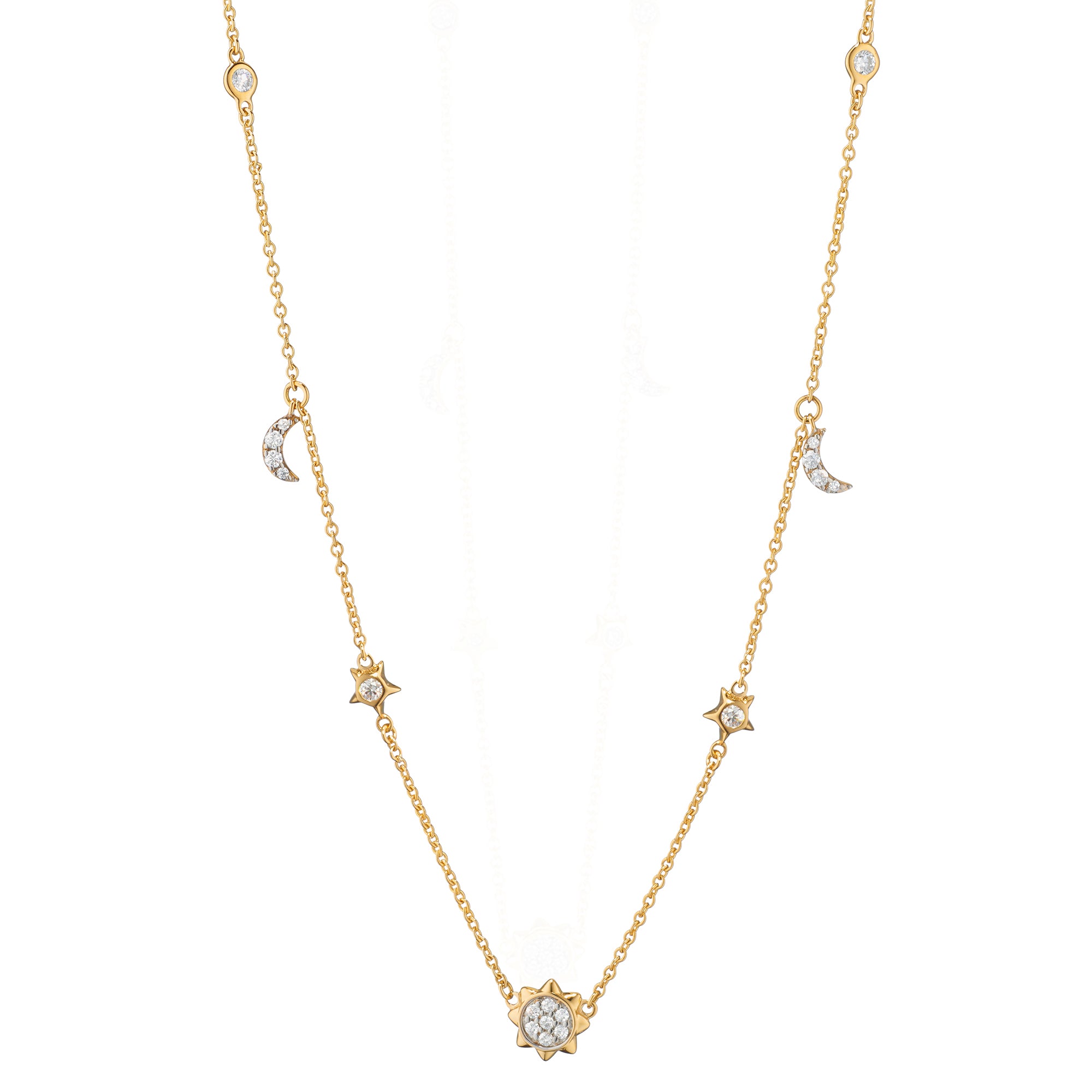 Sun, Moon And Stars Gold & Diamond Necklace | Monica Rich Kosann