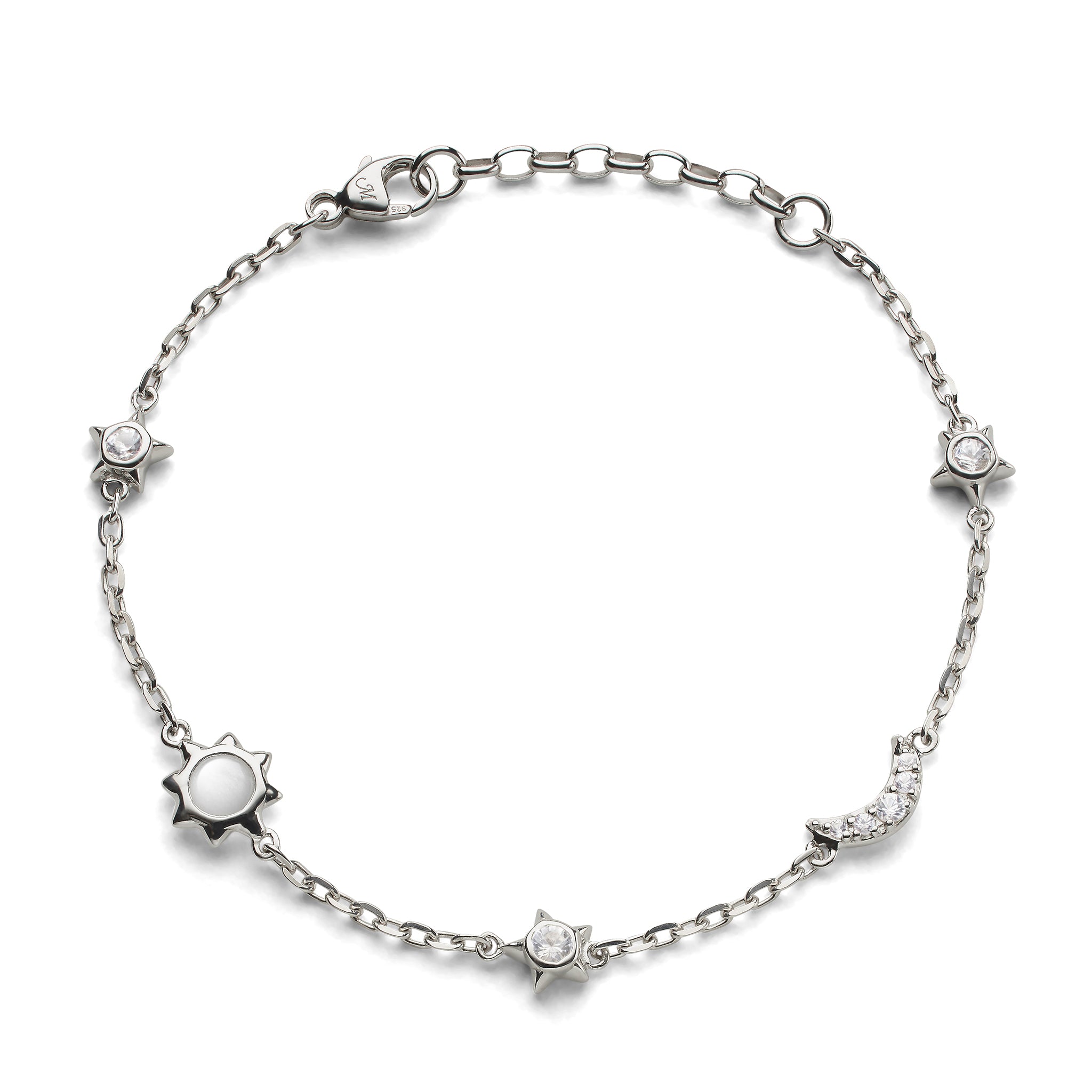 Terahertz Stone Bracelet with You are my Sunshine Sterling Silver Char