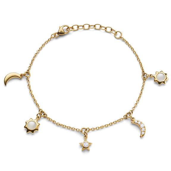 Dangling Diamond Moonstone Chain Bracelet | Monica Rich Kosann