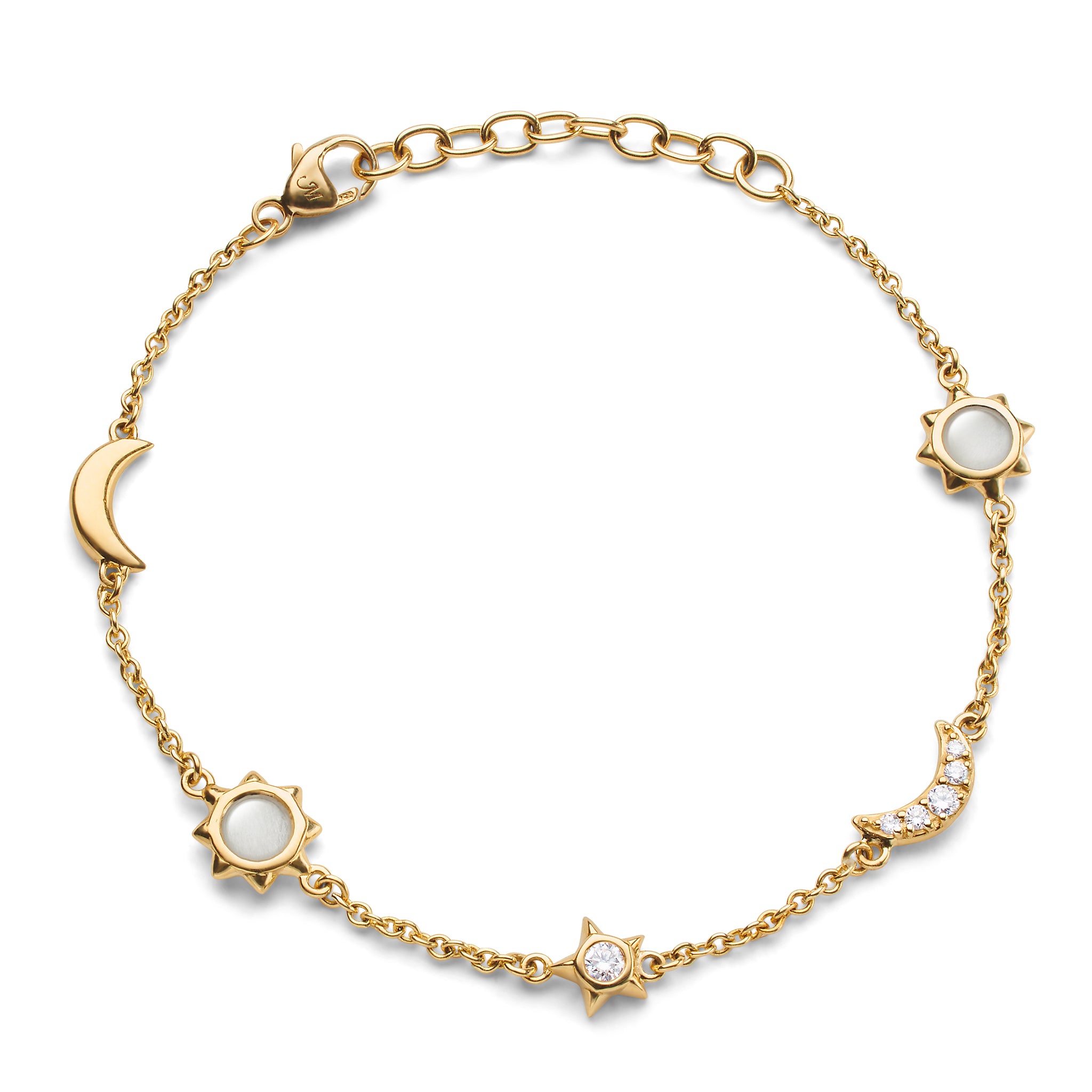 Gold Metal Chain Sun Moon Star D W Charm Calendar Bracelet – alwaystyle4you