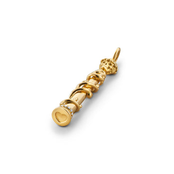 18K Yellow Gold “Electra” Skull and Heart Column Charm with Diamonds