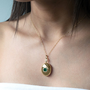 emerald locket necklace