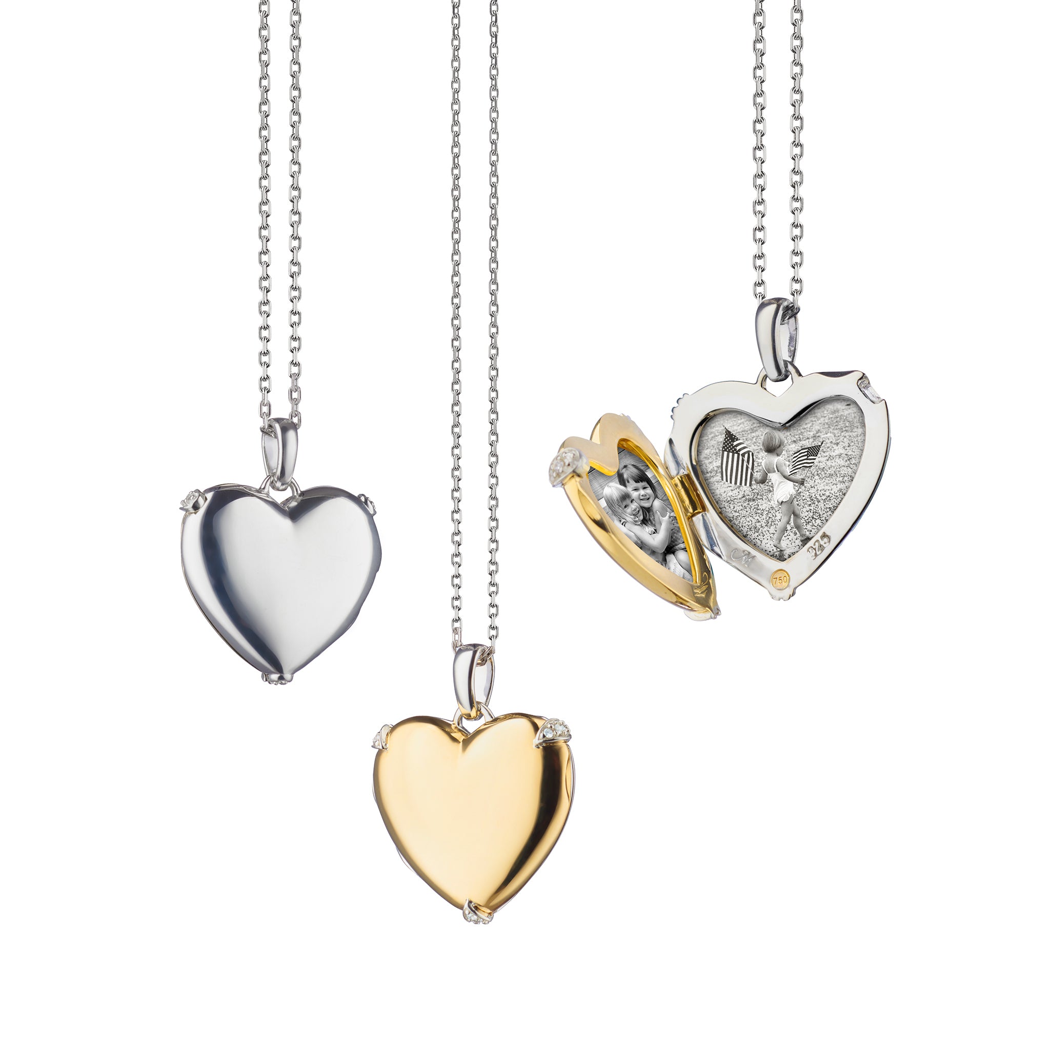 Monica Rich Kosann 18K Yellow Gold & Sterling Silver Heart Locket Necklace w/ Diamond Accents Yellow/Silver