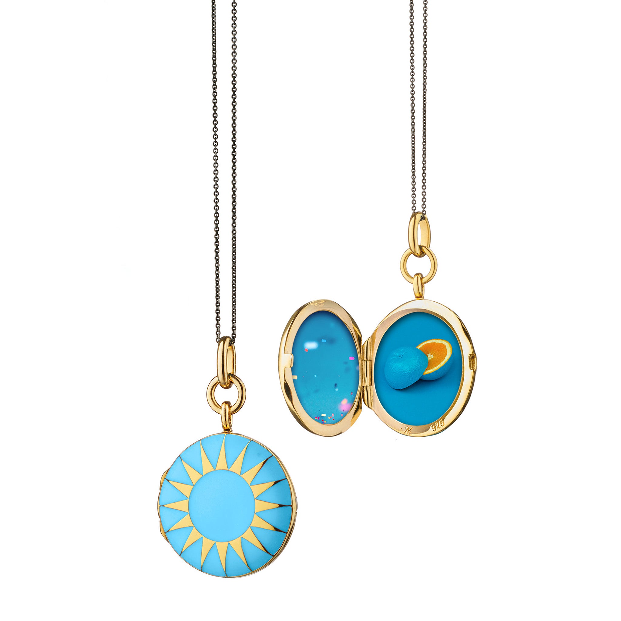 Turquoise Enamel Multi Symbols Medallion Necklace