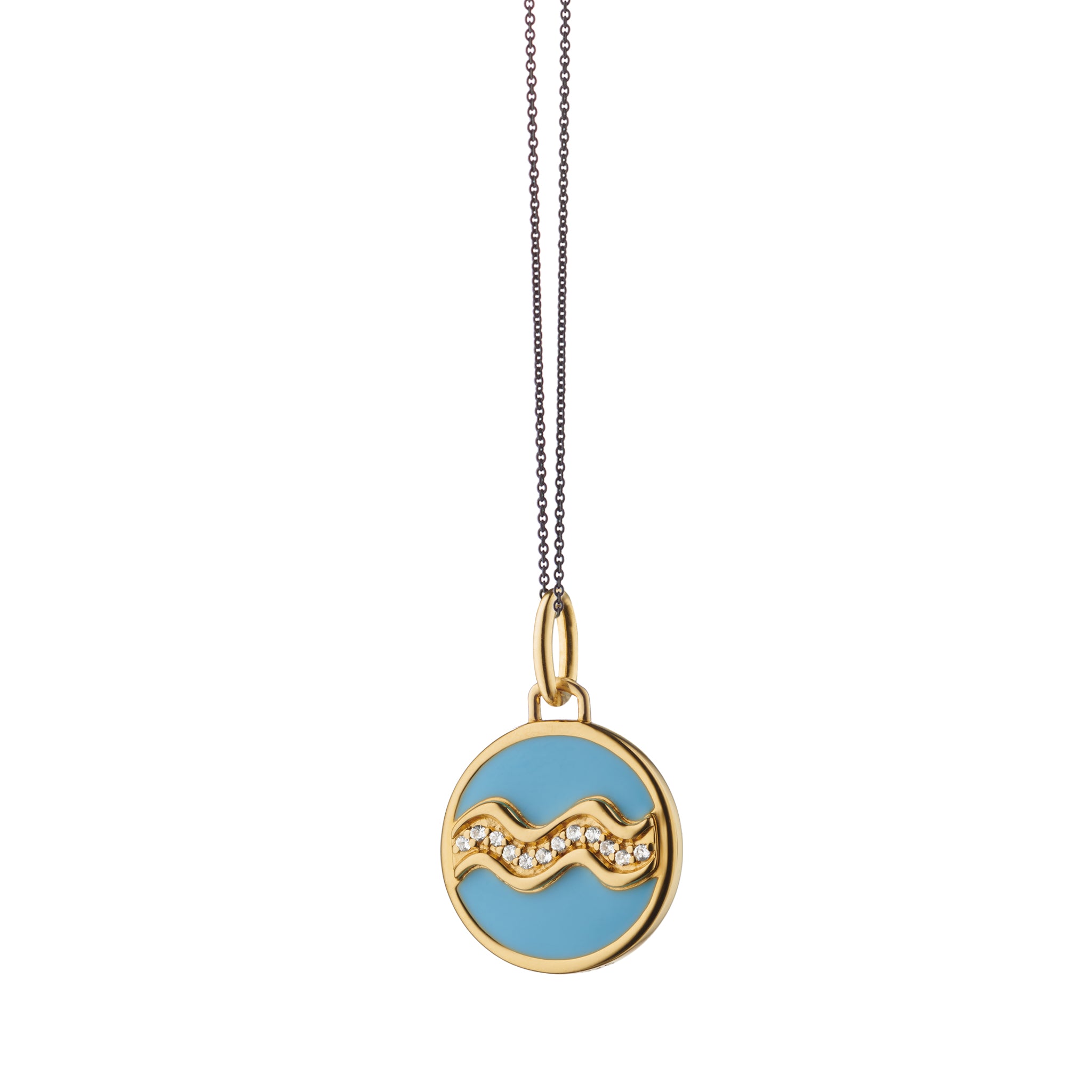 Turquoise Enamel Multi Symbols Medallion Necklace