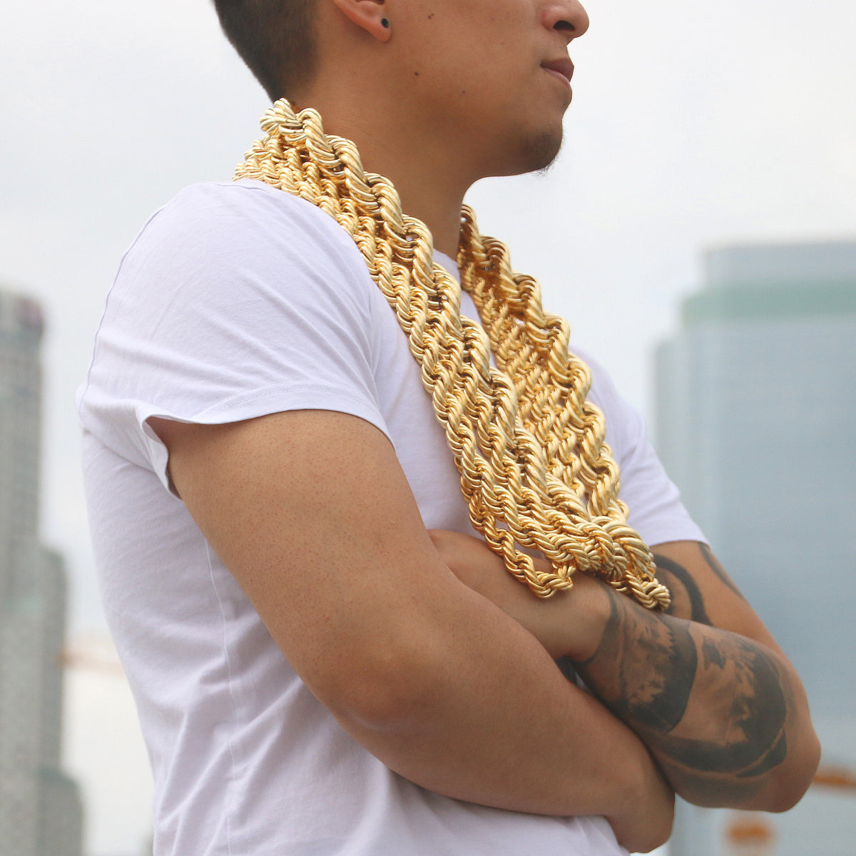 24k Gold Plated 14mm-25mm 36 Inch Rope Chain |BlingKingStar |Free Shipping