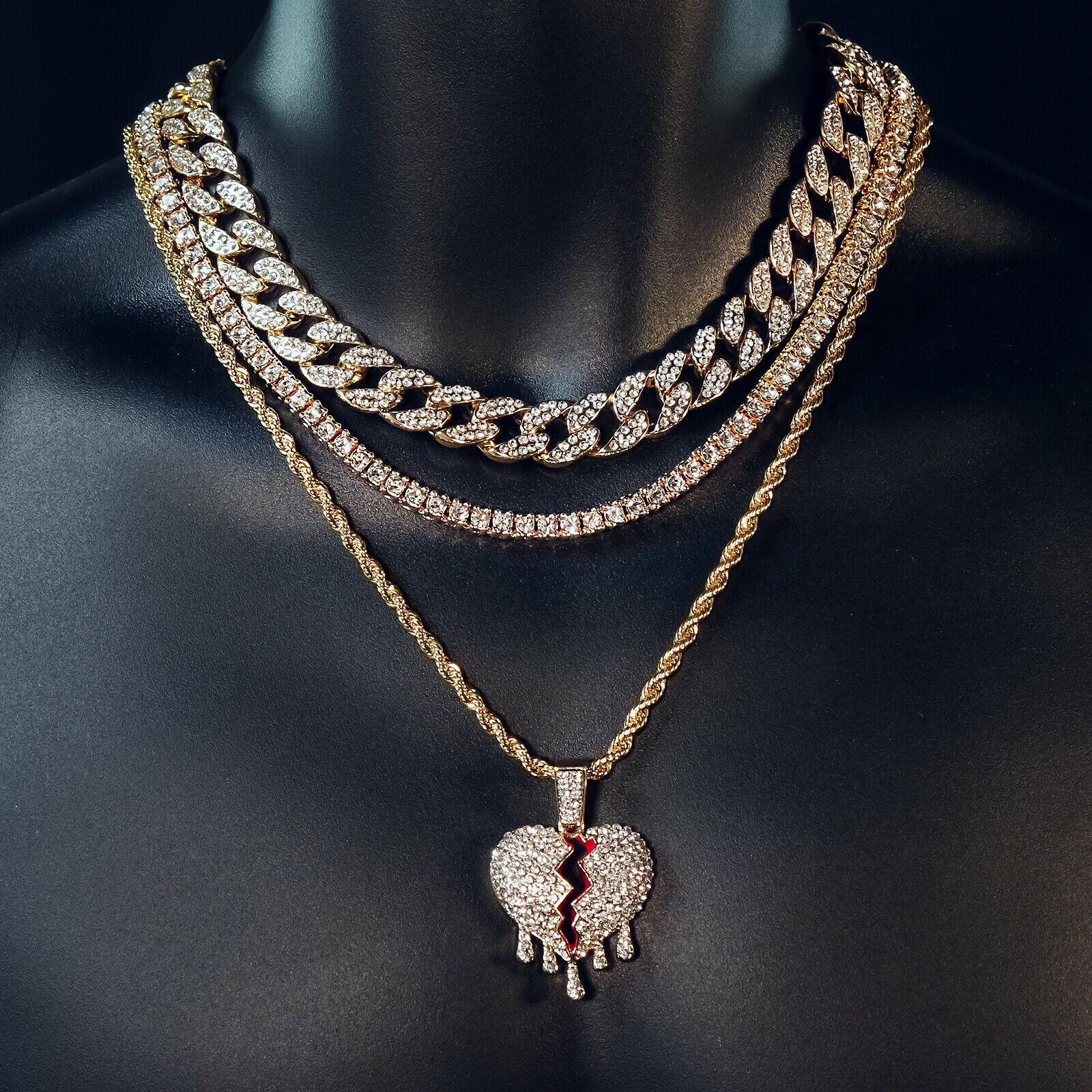 broken heart tennis chain