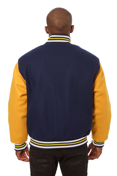 All-Wool Varsity Jacket in Navy Blue and Yellow – JH Design Group