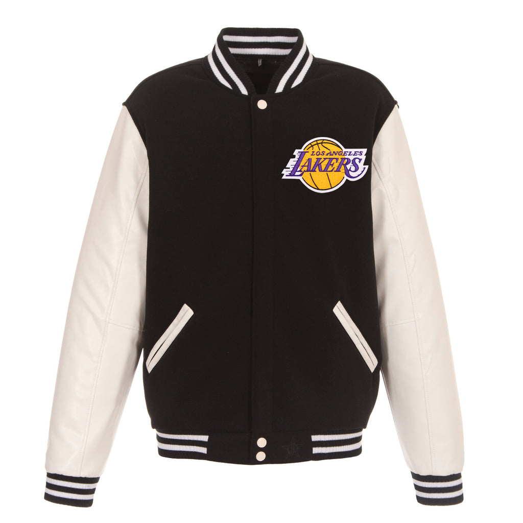 Los Angeles Lakers Reversible Fleece and Faux Leather Jacket (Front an ...
