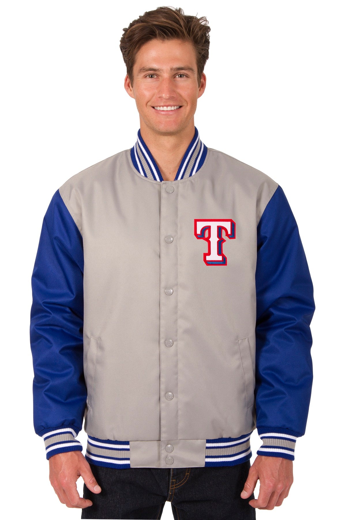 Texas Rangers Poly-Twill Jacket (Front Logo Only) – JH Design Group