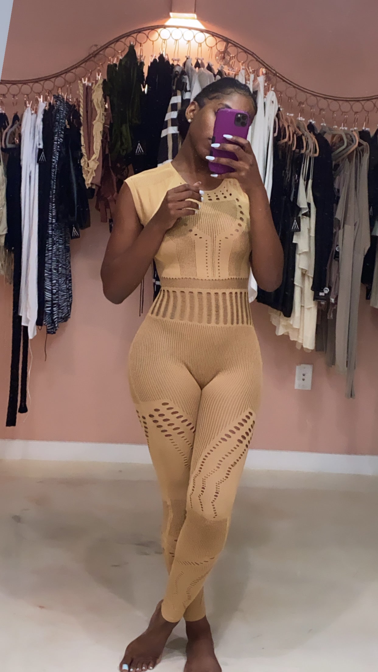 tan jumpsuit