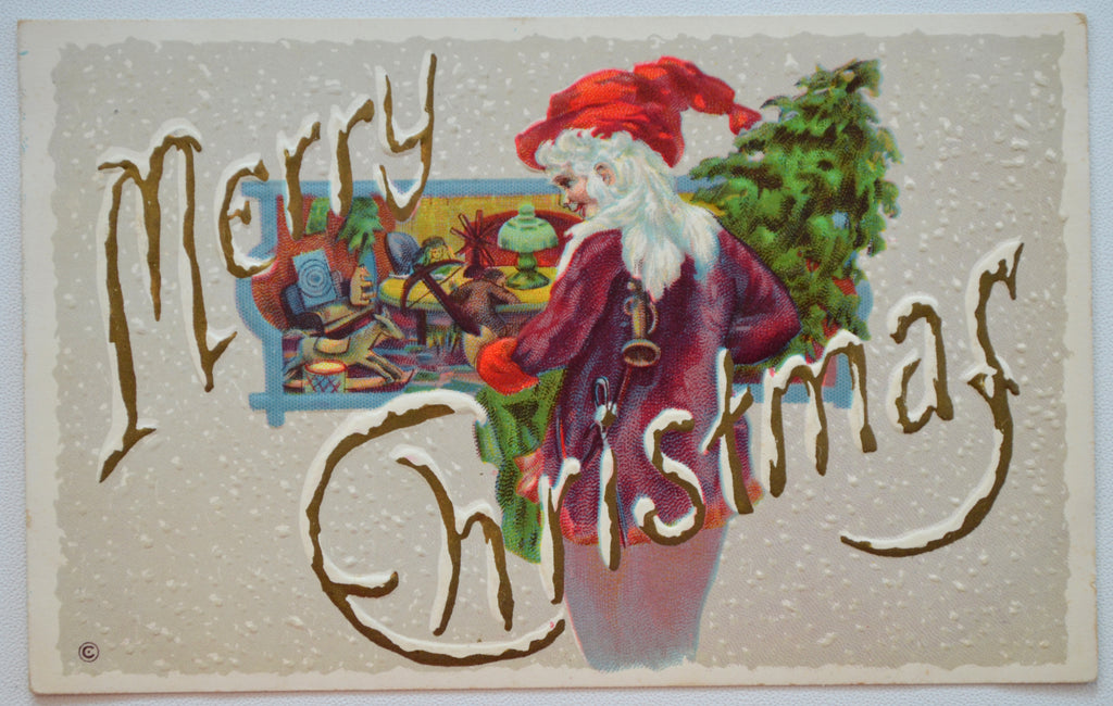 Christmas Postcard Embossed Mrs. Claus Merry Christmas Series 250D
