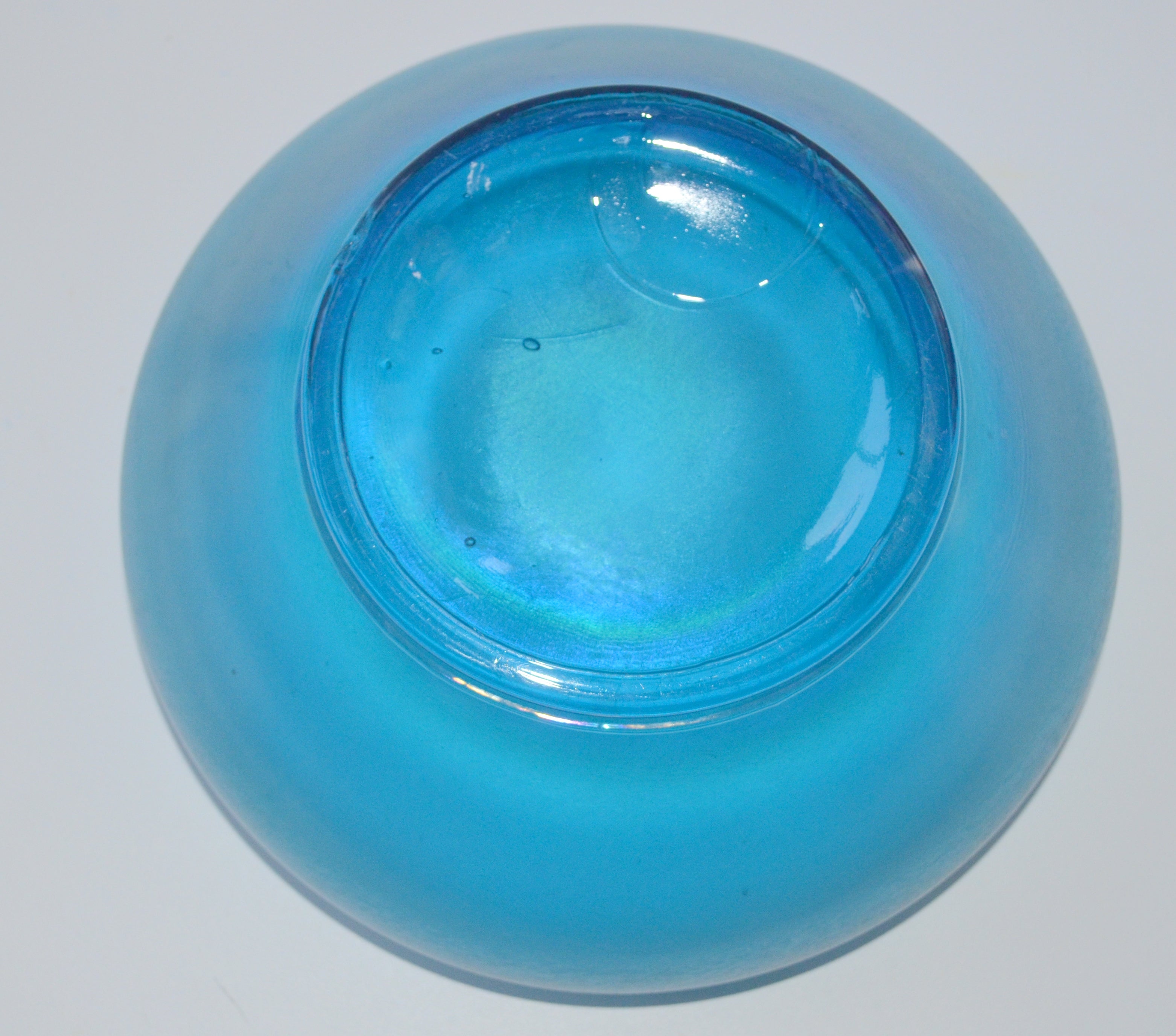 Tiffin Art Glass Bowl Iridescent Finish CELESTE Blue 1920s Art Deco De ...