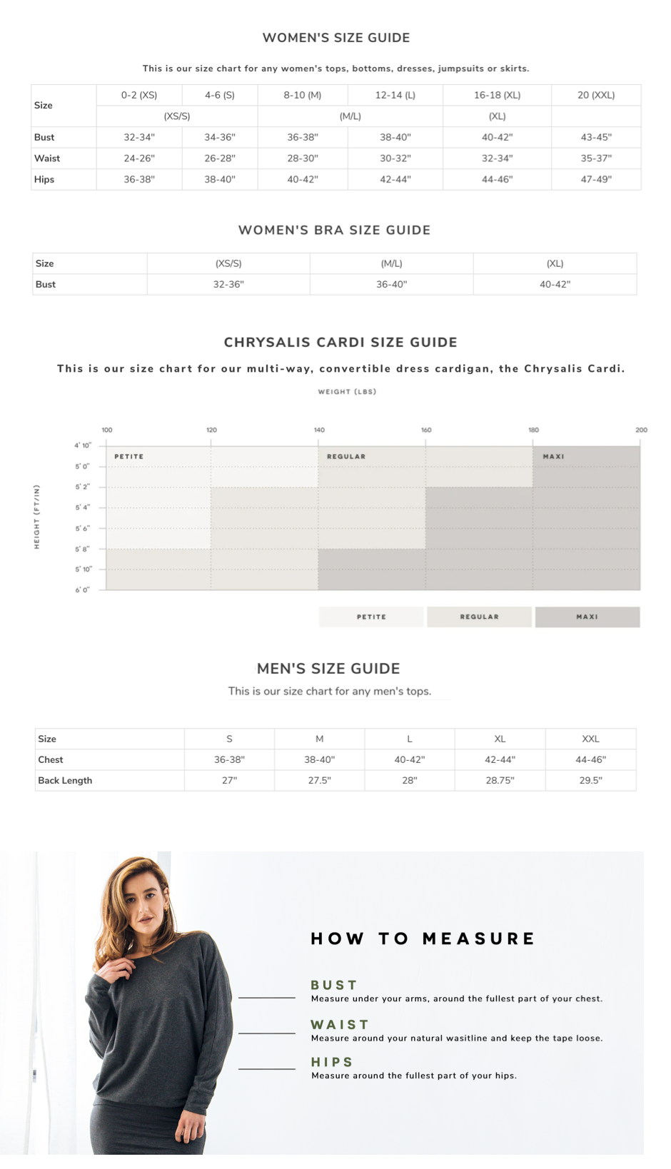 Encircled Size Chart