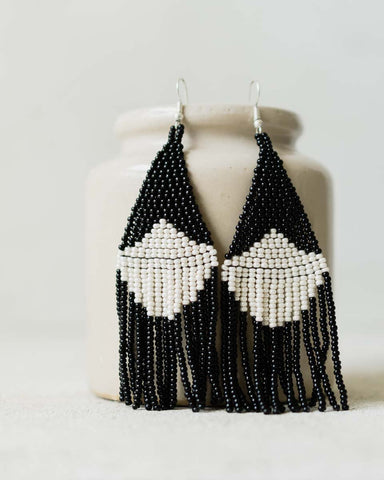 Beaded Fringe Earrings in Roca