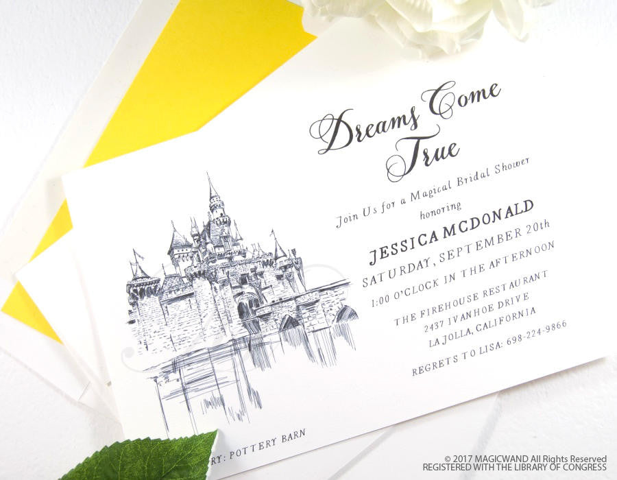 Disneyland Castle Bridal Shower Invitations Fairytale Wedding