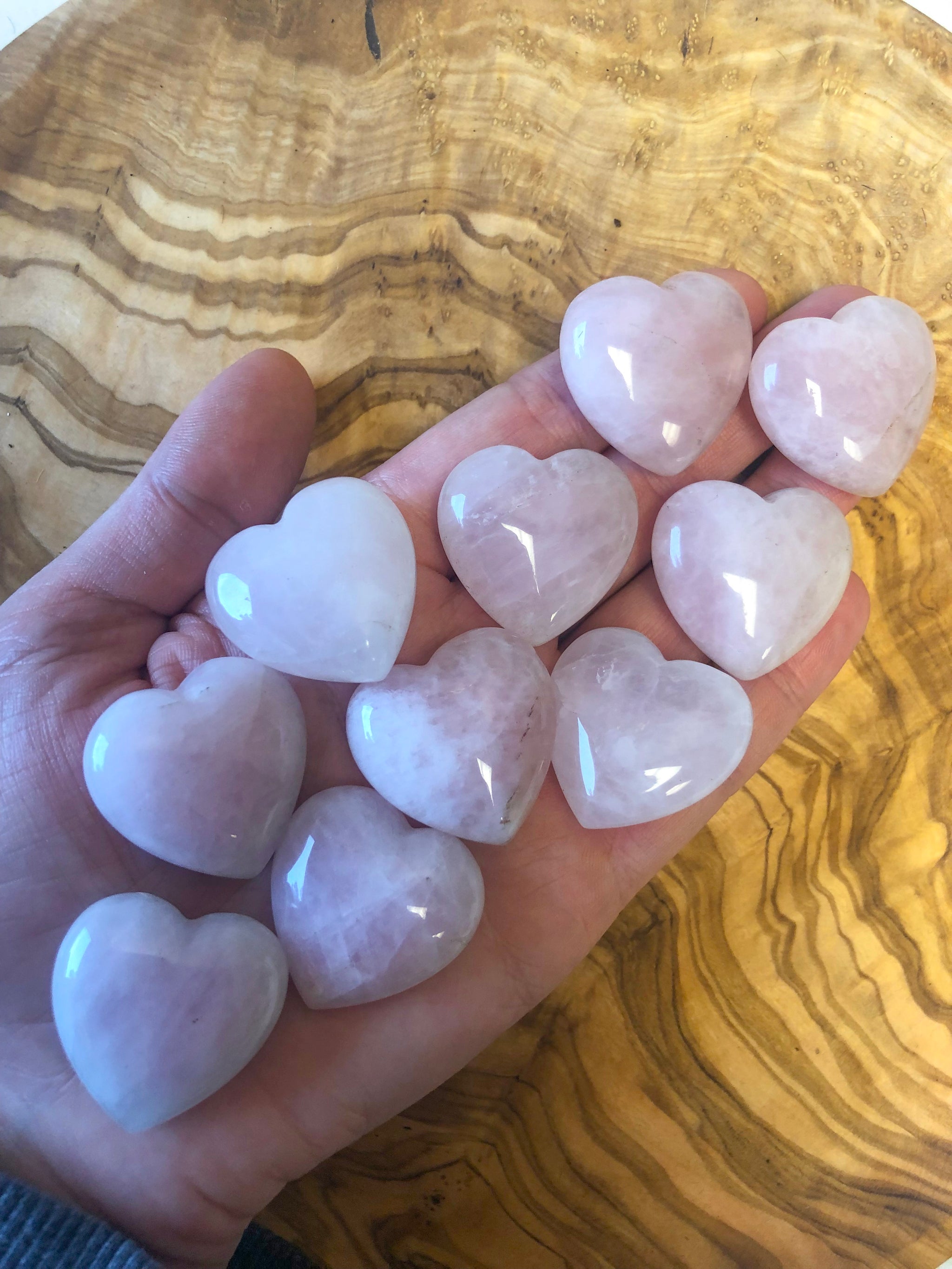 small rose quartz hearts