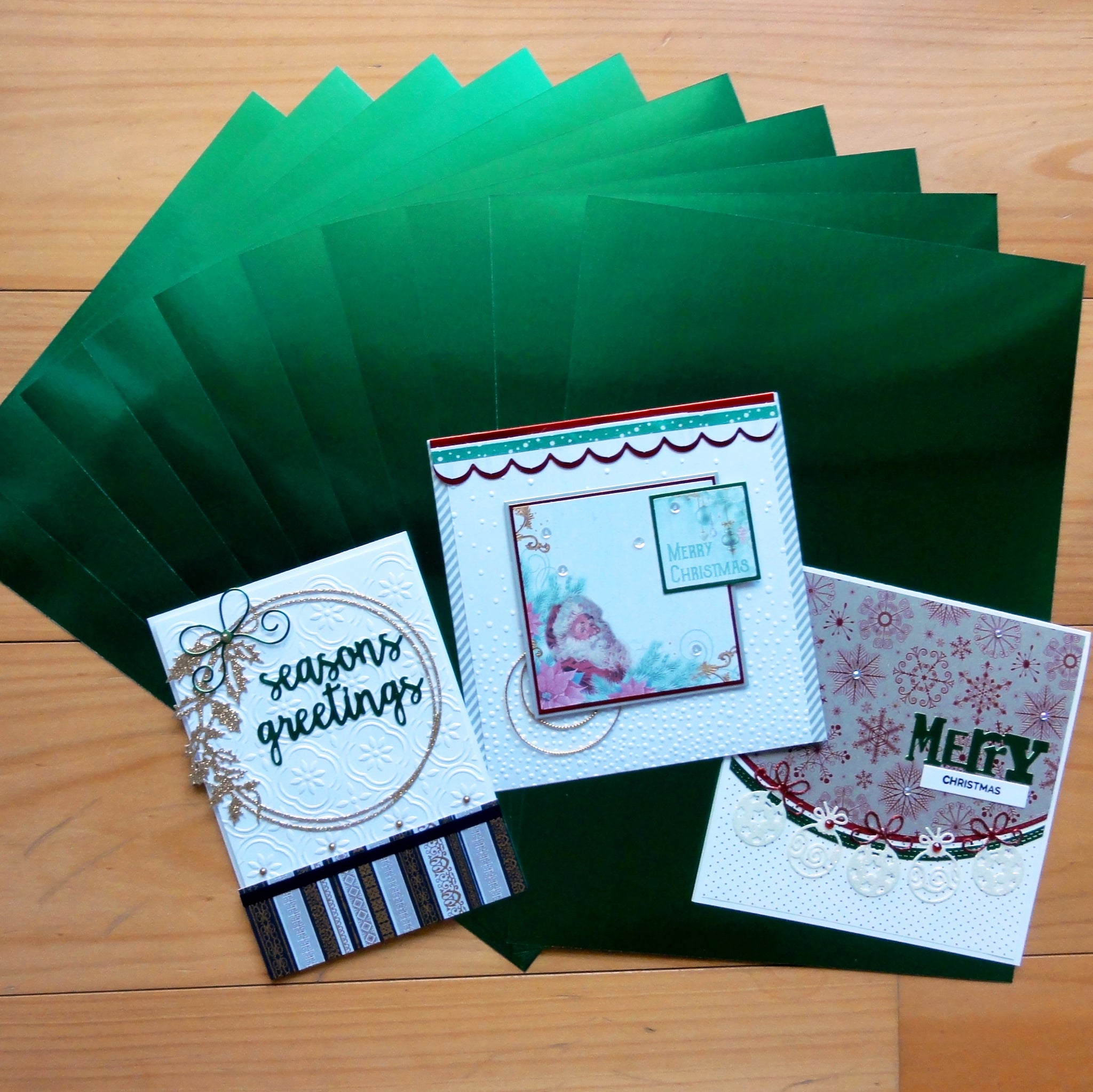 FOIL MIRROR CARD A5 GREEN 275 GSM 10 SHEETS CHRISTMAS BIRTHDAY CELEBRATION CARDMAKING