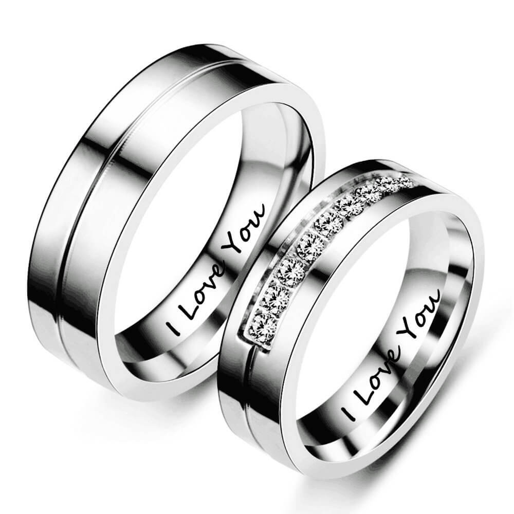  His  Hers  Matching Rings  I Love You Stainless Silver 
