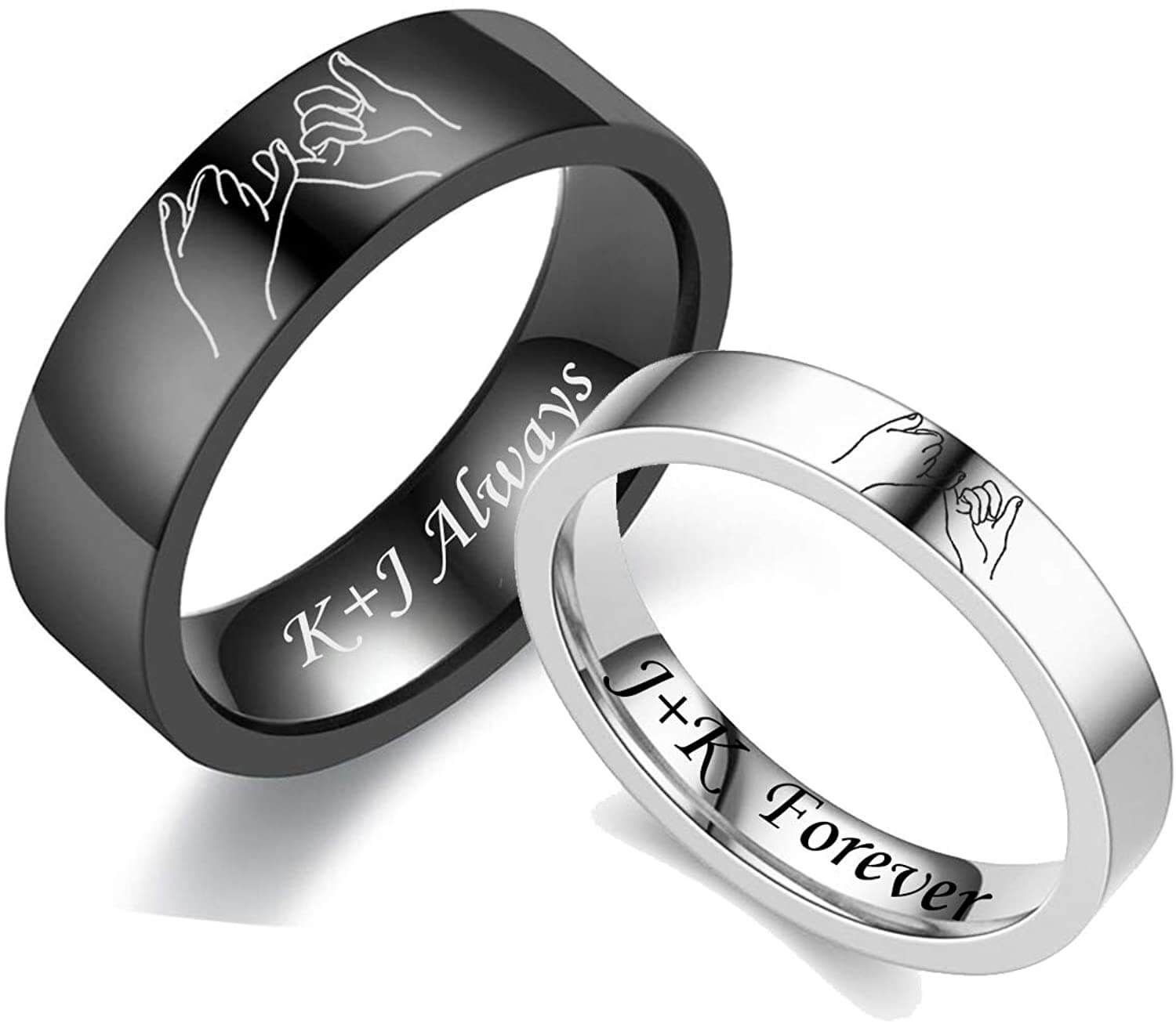 Unisex Pinky Promise Promise Rings Couple Engraved Bands Gardeniajewel 