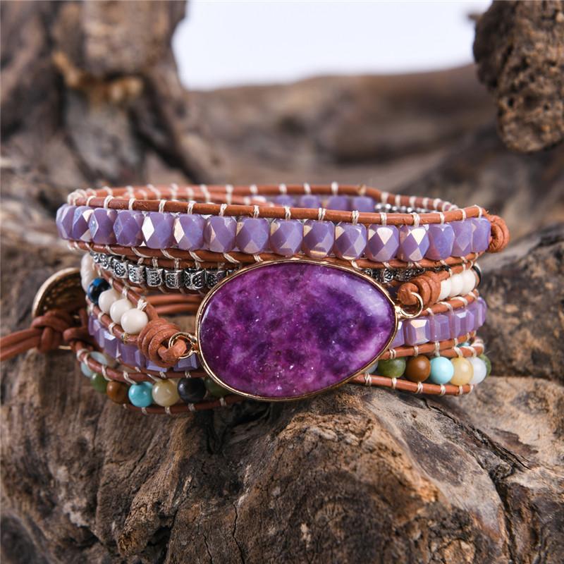 Hippie Heart Leather Wrap Bracelet