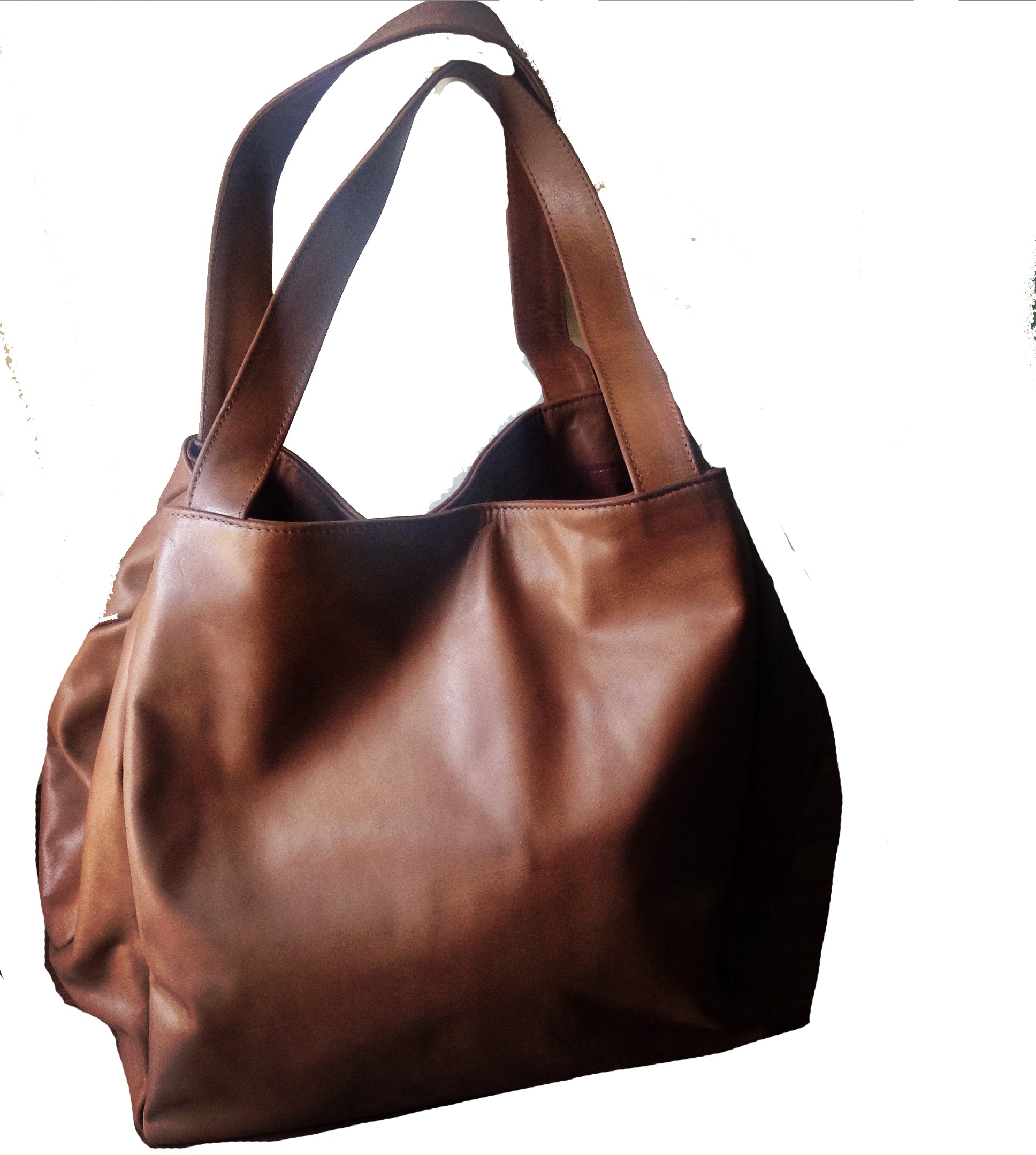 brown leather tote handbag
