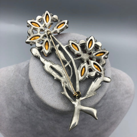 Back of large pot metal flower brooch