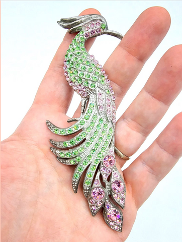 Pink and Green Bird of Paradise Brooch