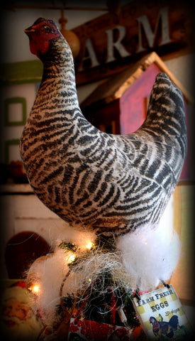 Farmhouse Christmas tree topper handmade big chicken hen farm rooster ornament