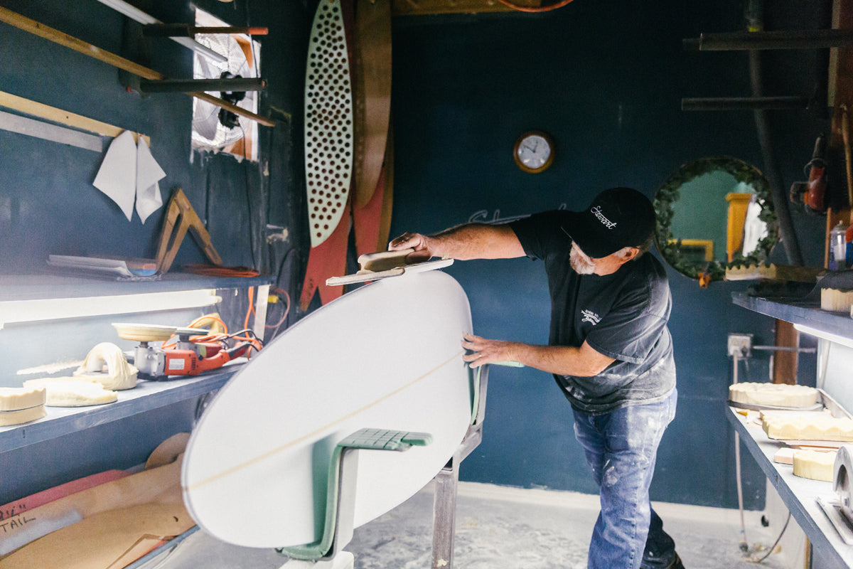 Bill Stewart shaping a Stewart surfboard