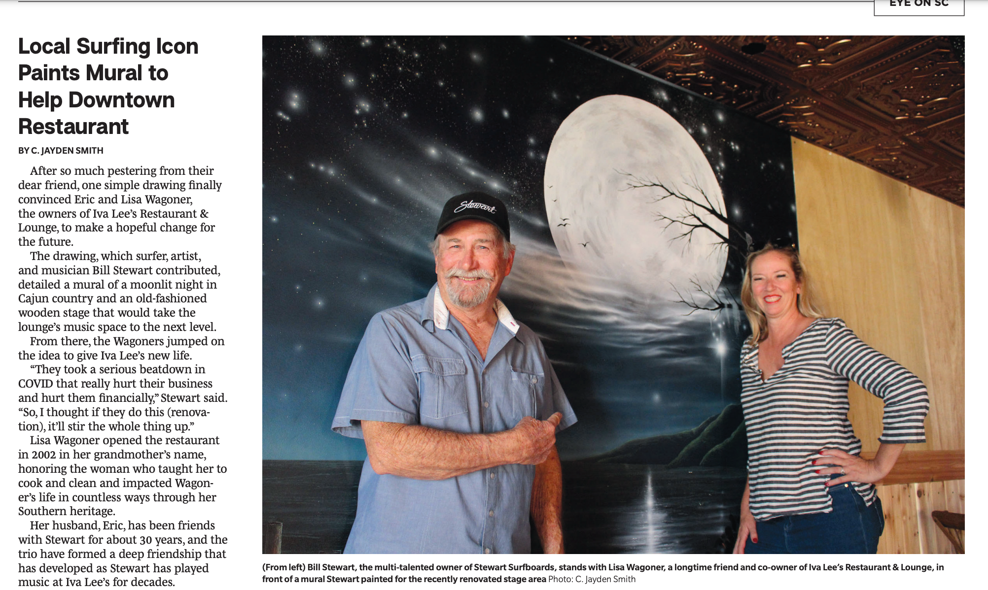 SC Times article about Bill's Mural at Iva Lee's Restaurant
