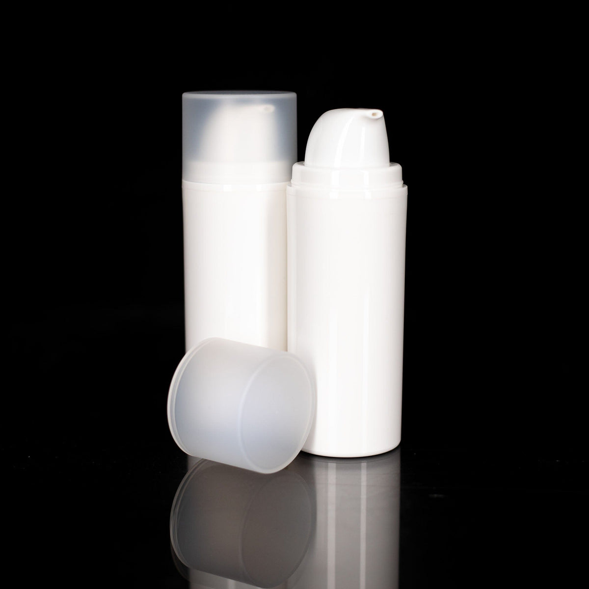 Pure 75 ML White PP Airless Bottle with Frosted Cap