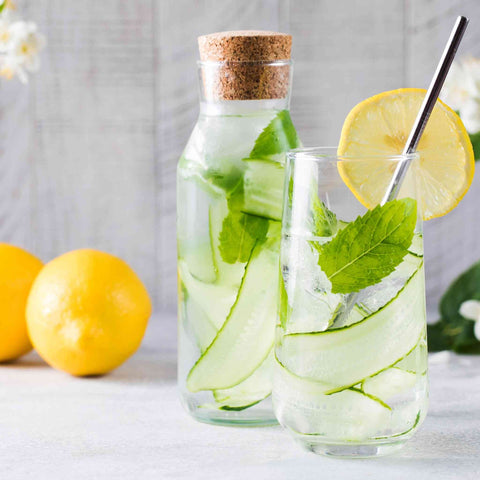 Picture of refreshing cucumber water to beat the heat during the summer.