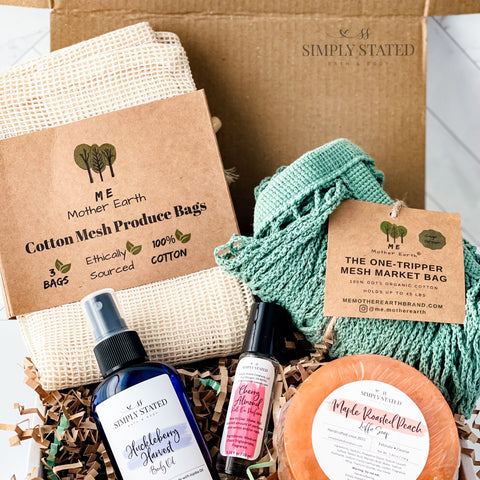 July Box Reveal. Subscription box inspired by farmers market for this time of year including fun scents for self-care and eco-friendly shopping bags.
