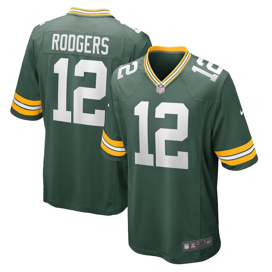 NFL Players Aaron Rodgers #12 Green Bay Packers Football Jersey