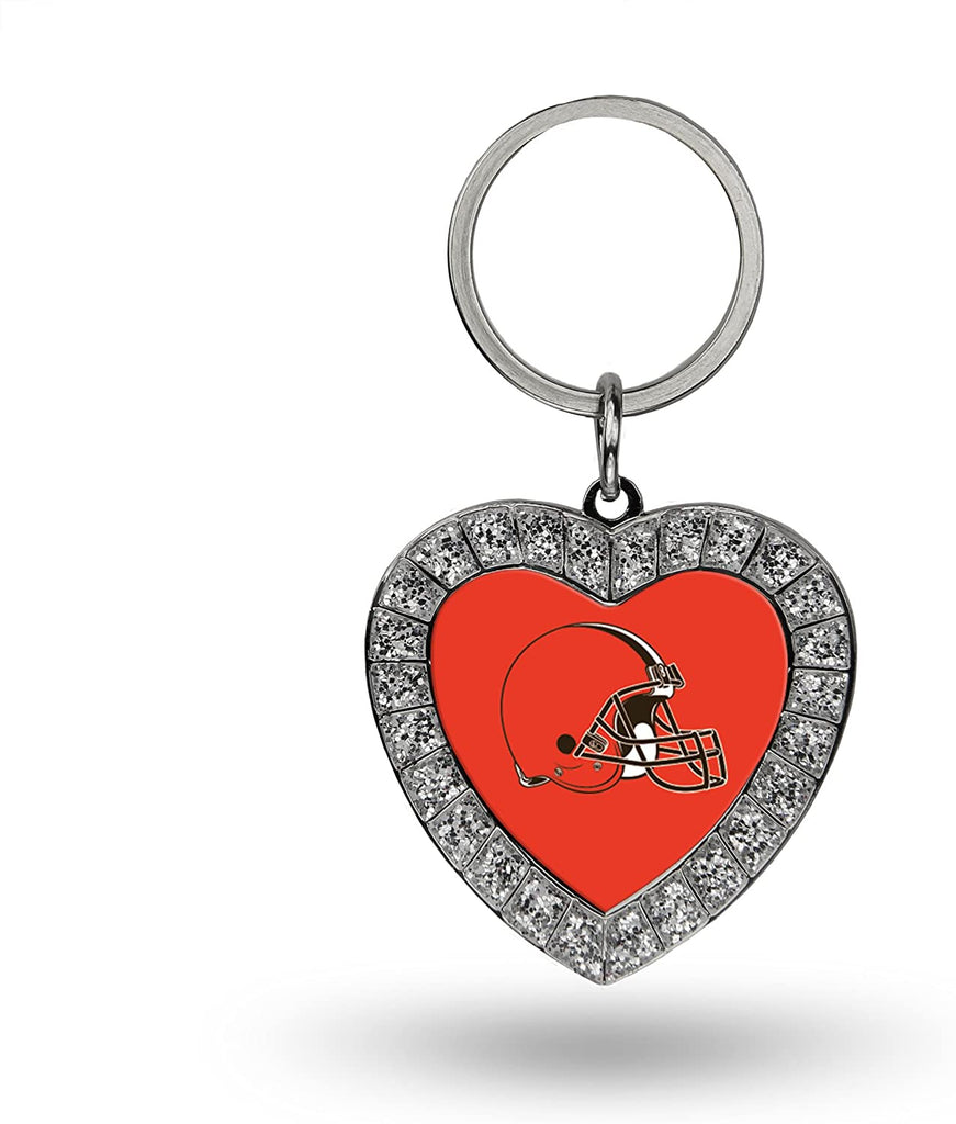 Rico Industries Cleveland Browns Rhinestone Heart Keychain