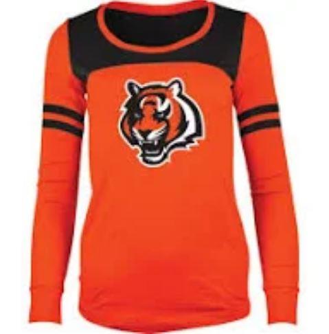 Women's NFL Pro Line by Fanatics Branded Black/Orange Cincinnati Bengals  Spirit Jersey Long Sleeve T