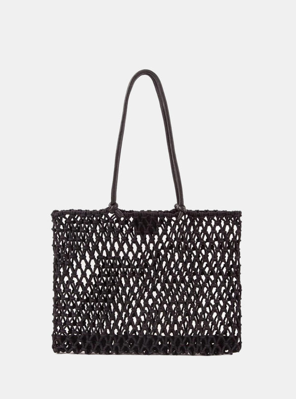 midi sac in black and natural woven checker – Twigs