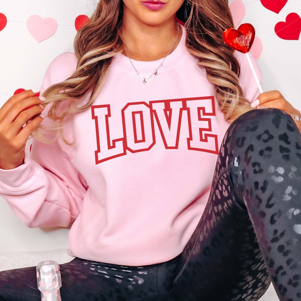 Love Stacked Hearts Crew Sweatshirt - Limeberry Designs T-Shirt Retail