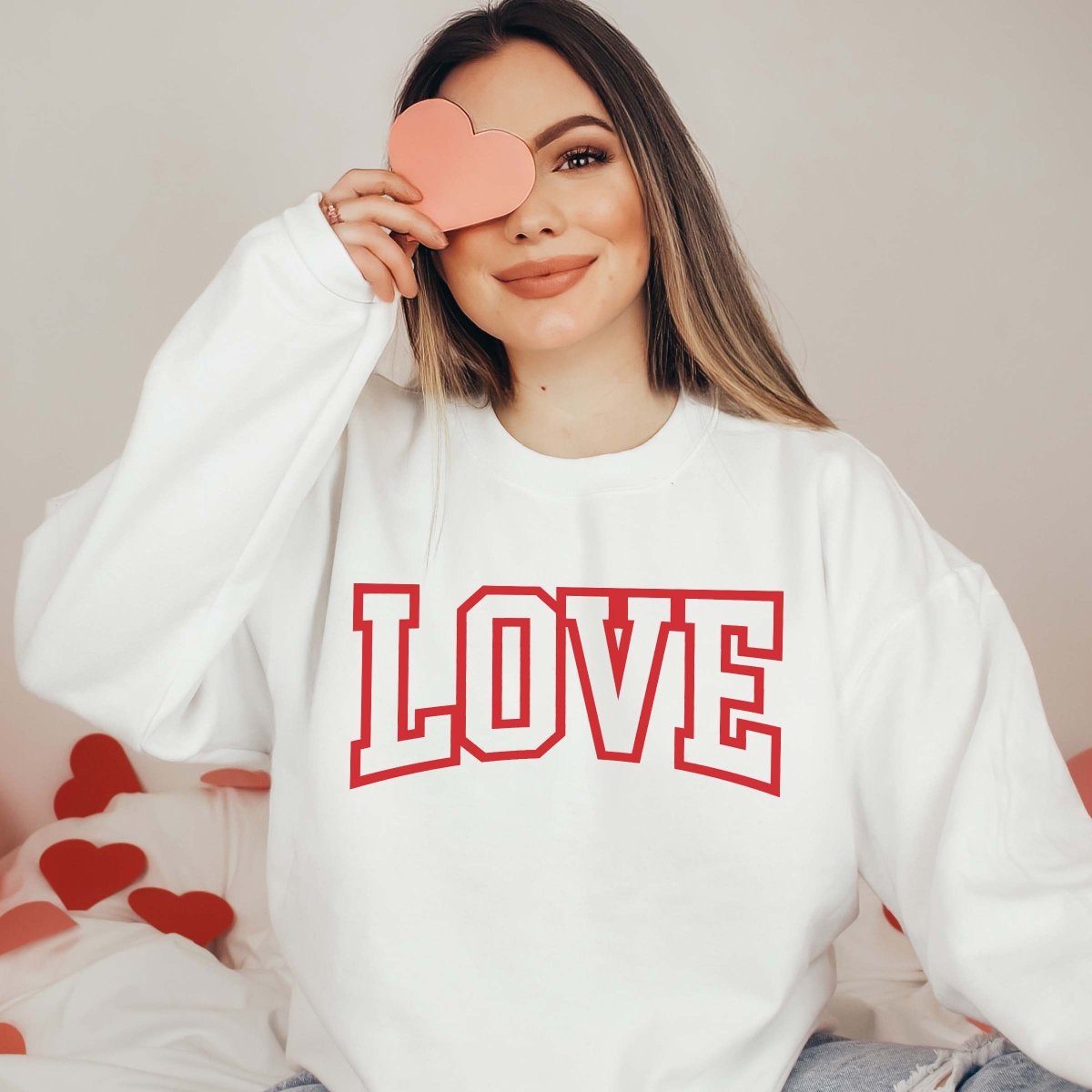 Love Stacked Hearts Crew Sweatshirt - Limeberry Designs T-Shirt Retail