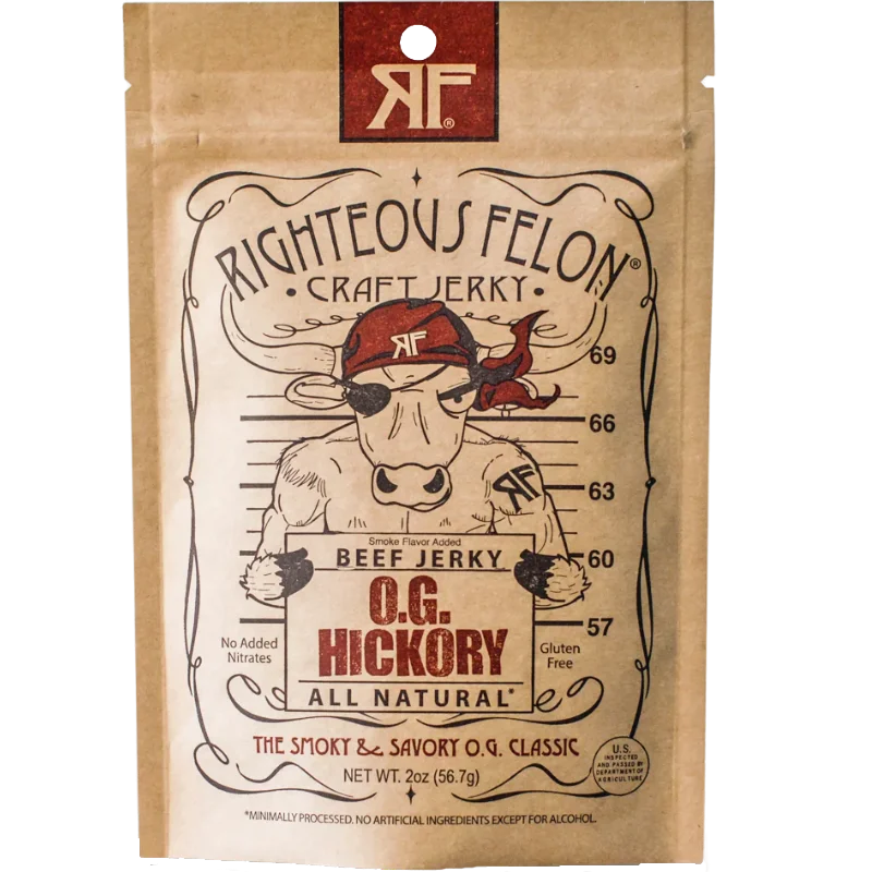 Righteous Felon O.G. Hickory Craft Beef Jerky, 2-oz